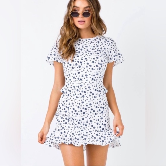 Princess Polly Nate Floral Mini Dress White Blue Size 6 - Picture 2 of 9